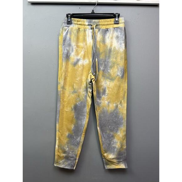 Amaryllis x Ashlee Nichols Tie Dye Sweatpants Womens Medium Yellow Gray Pockets - Picture 1 of 7